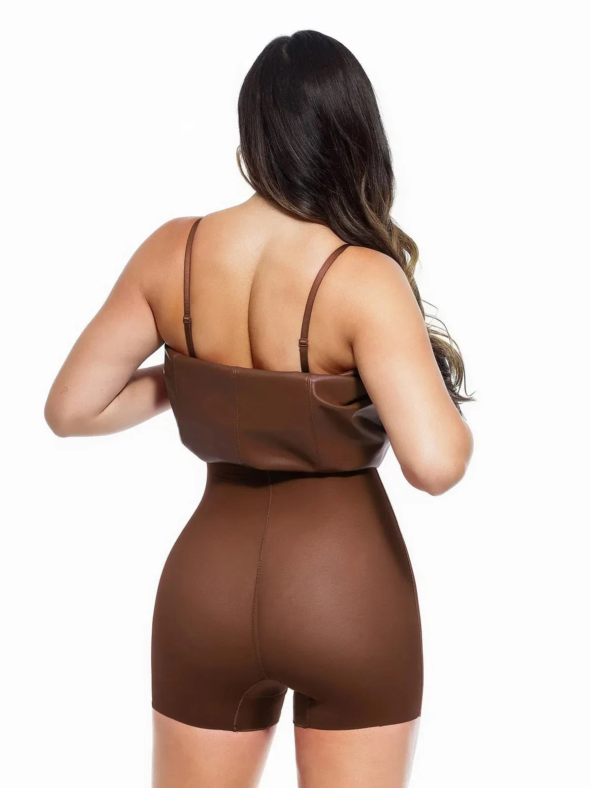 Dual-Wear Sculpting Faux Leather Dress - Image 36