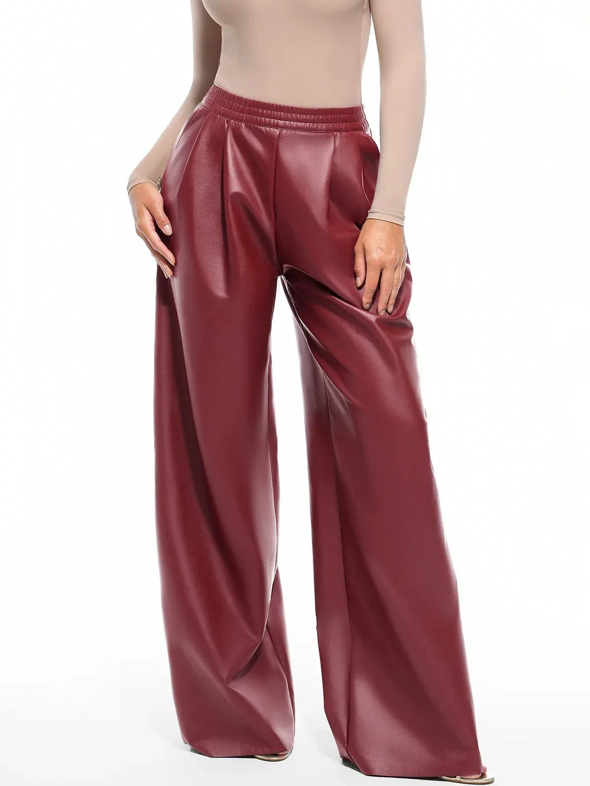 Faux Leather High Waisted Wide Leg Pants - Image 22