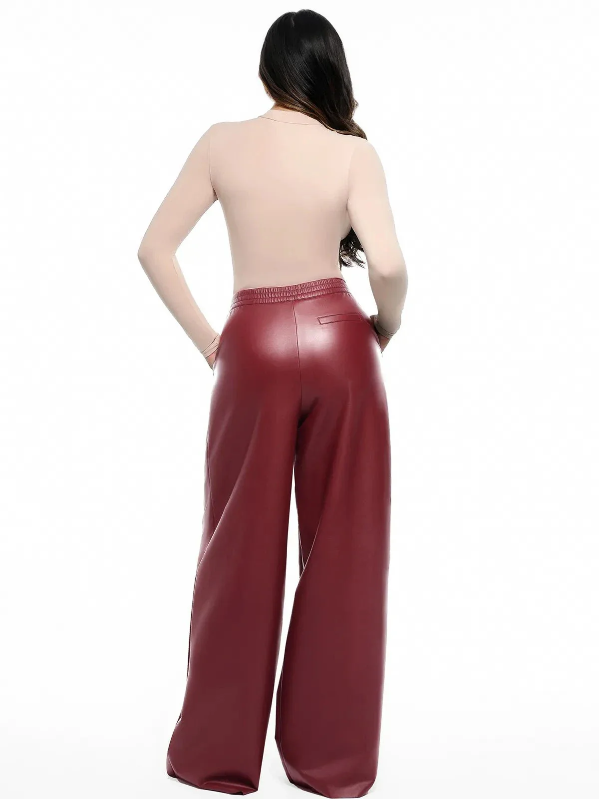 Faux Leather High Waisted Wide Leg Pants - Image 26