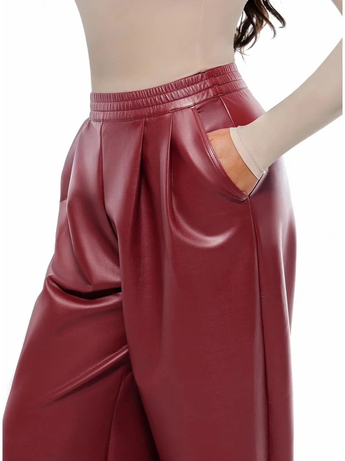 Faux Leather High Waisted Wide Leg Pants - Image 28