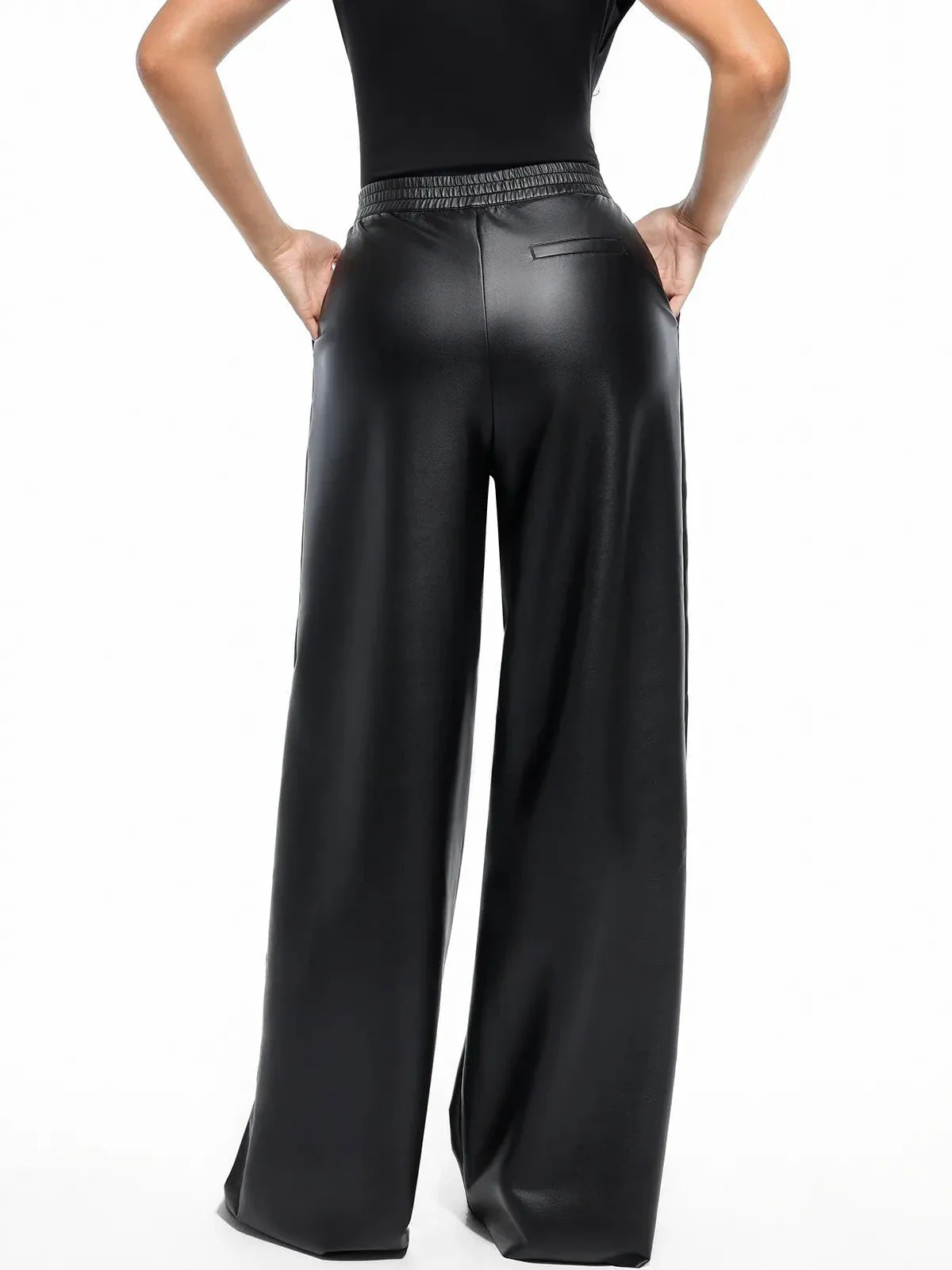 Faux Leather High Waisted Wide Leg Pants - Image 6