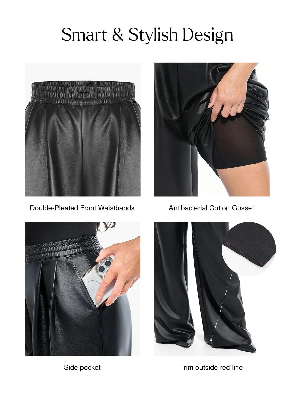 Faux Leather High Waisted Wide Leg Pants - Image 7