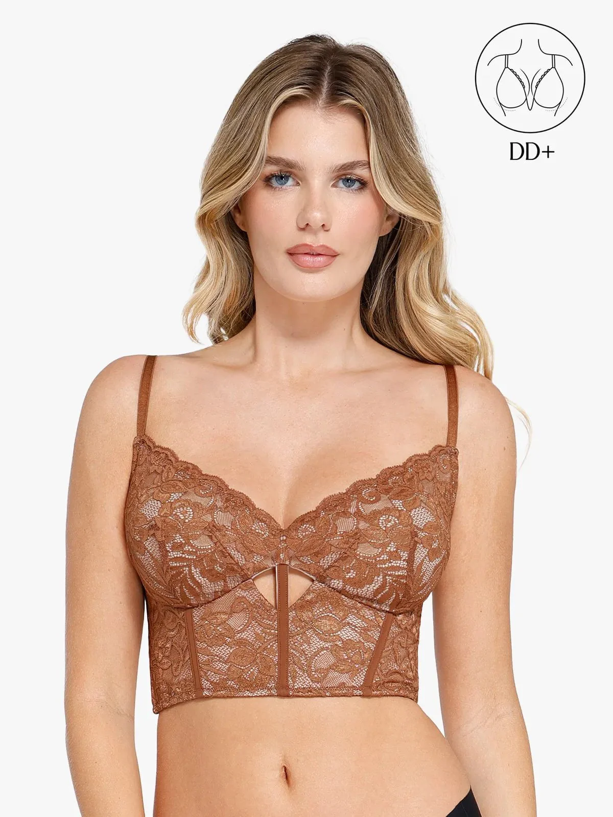 Full Coverage Longline Underwire Lace Bralette - Image 10