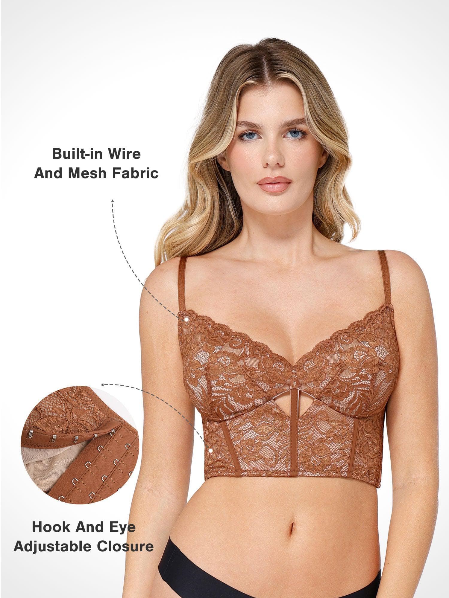 Full Coverage Longline Underwire Lace Bralette - Image 11