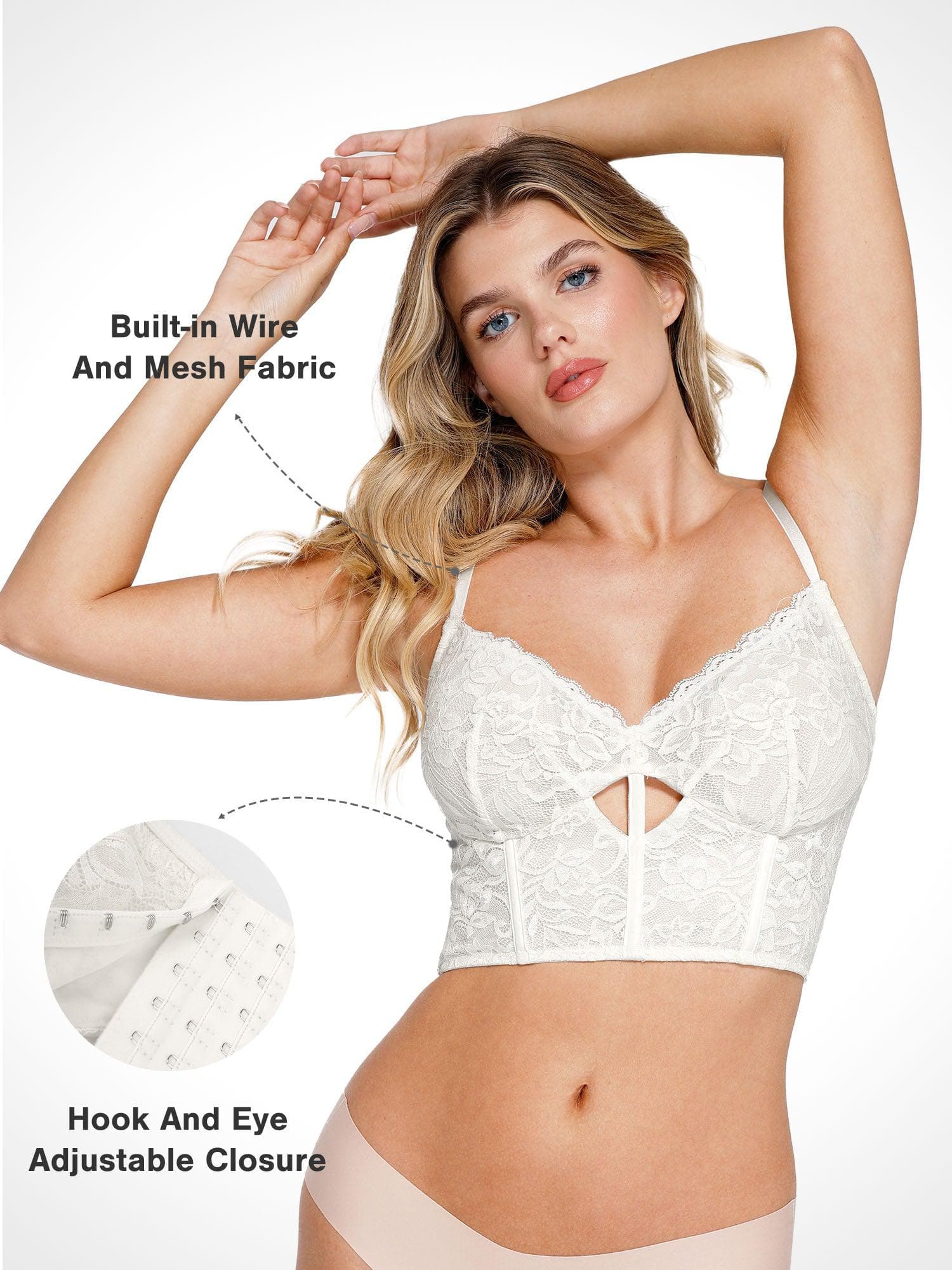 Full Coverage Longline Underwire Lace Bralette - Image 17