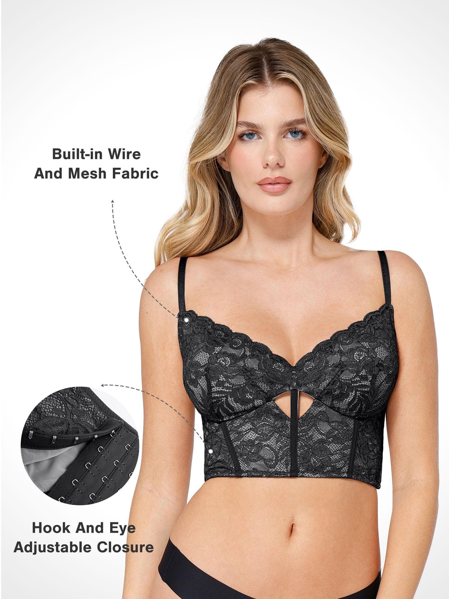 Full Coverage Longline Underwire Lace Bralette - Image 3