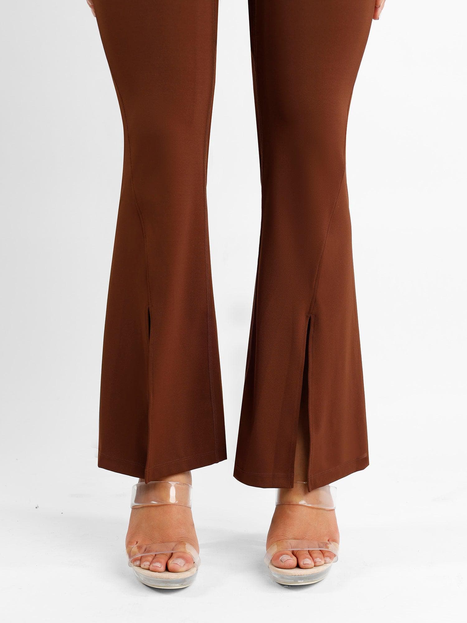 Shapewear High Rise Tummy Control Split Hem Flare Leg Pants - Image 14