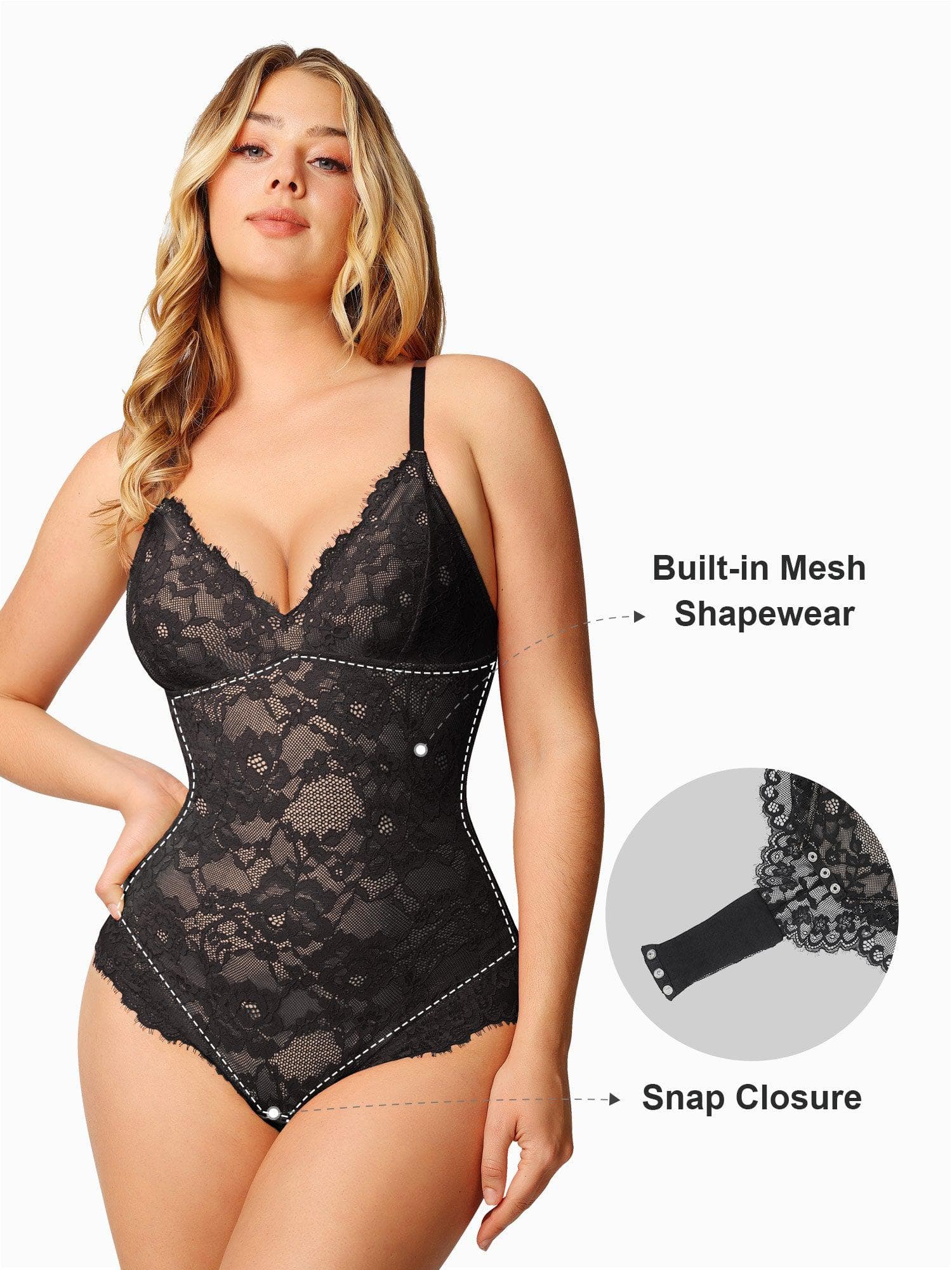 Shapewear Lace Deep-V Neck Bodysuits or Faux Leather Skirts - Image 9