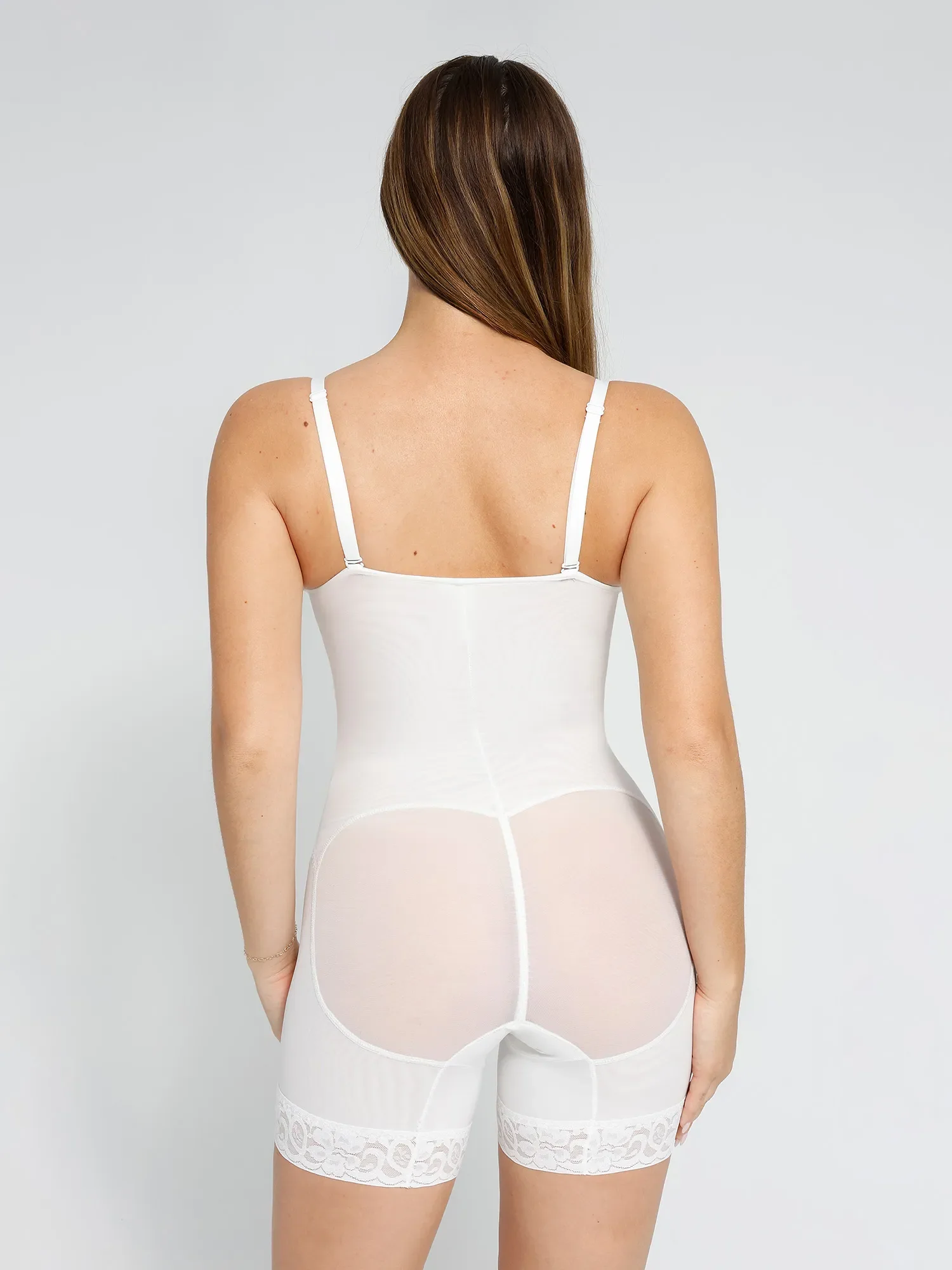 Shapewear Lace Deep V-Neck Sculpting Mid-Thigh Bodysuit - Image 4