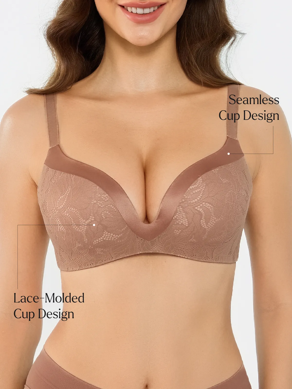 Lace Full Coverage Comfort Sculpting Plunge Bra - Image 3