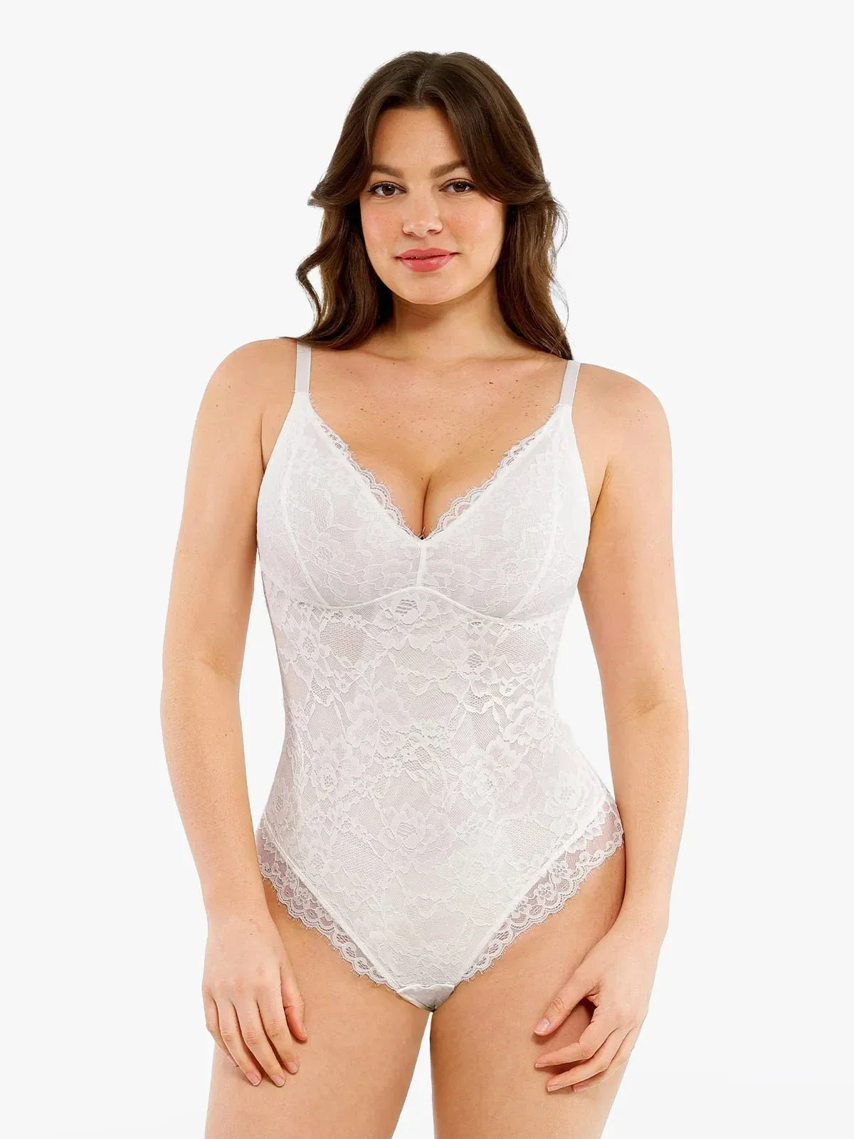 Shapewear Firm Control Smoothing Full Lace Thong Bodysuit - Image 37