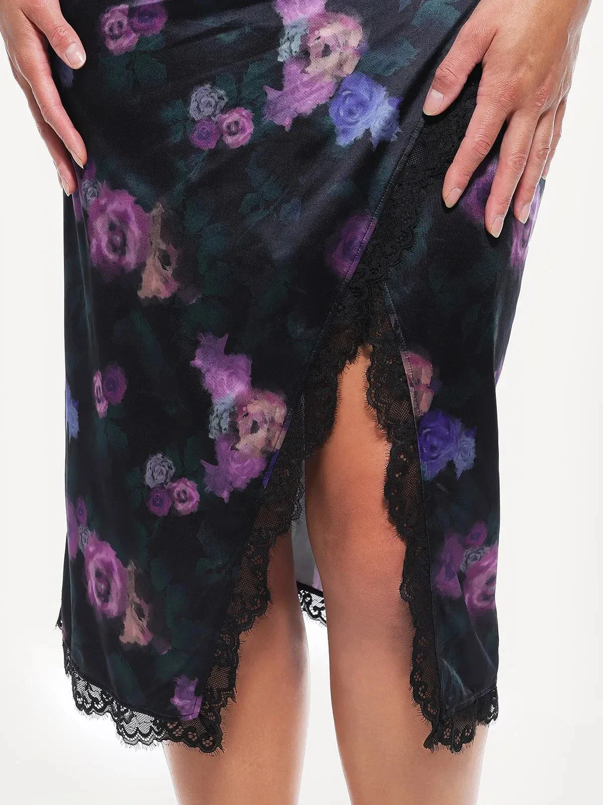 Lace Trim Sculpting Floral-Print Midi Dress - Image 15