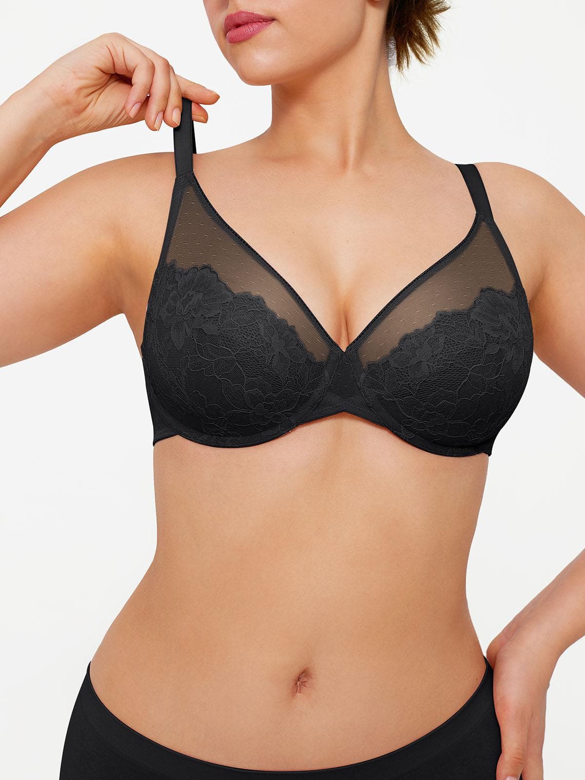 Lightweight Underwire Minimizer Lace Mesh Bra - Image 16