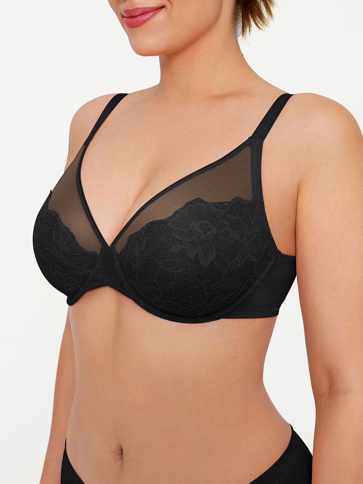 Lightweight Underwire Minimizer Lace Mesh Bra - Image 17