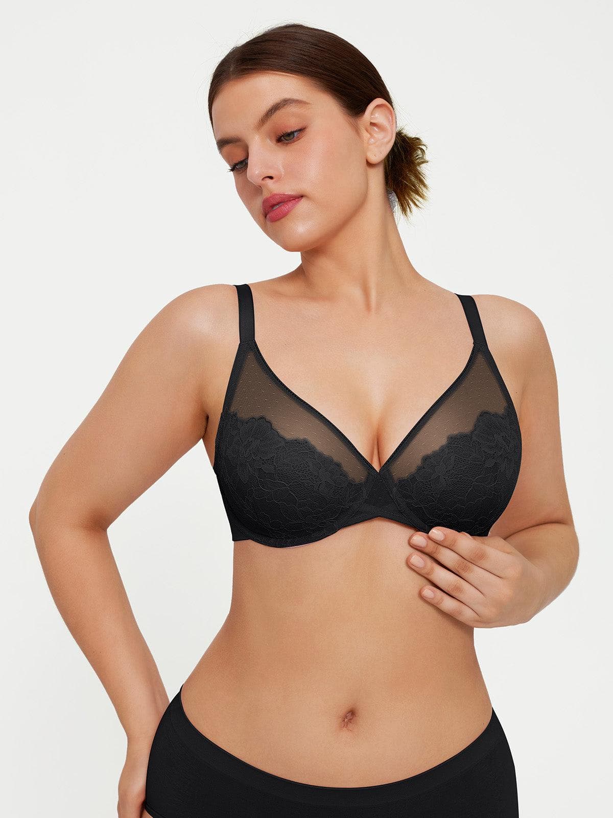 Lightweight Underwire Minimizer Lace Mesh Bra - Image 18