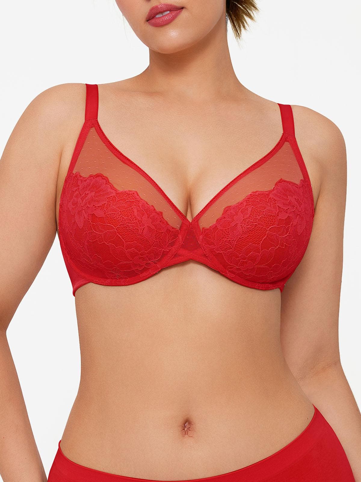 Lightweight Underwire Minimizer Lace Mesh Bra - Image 25