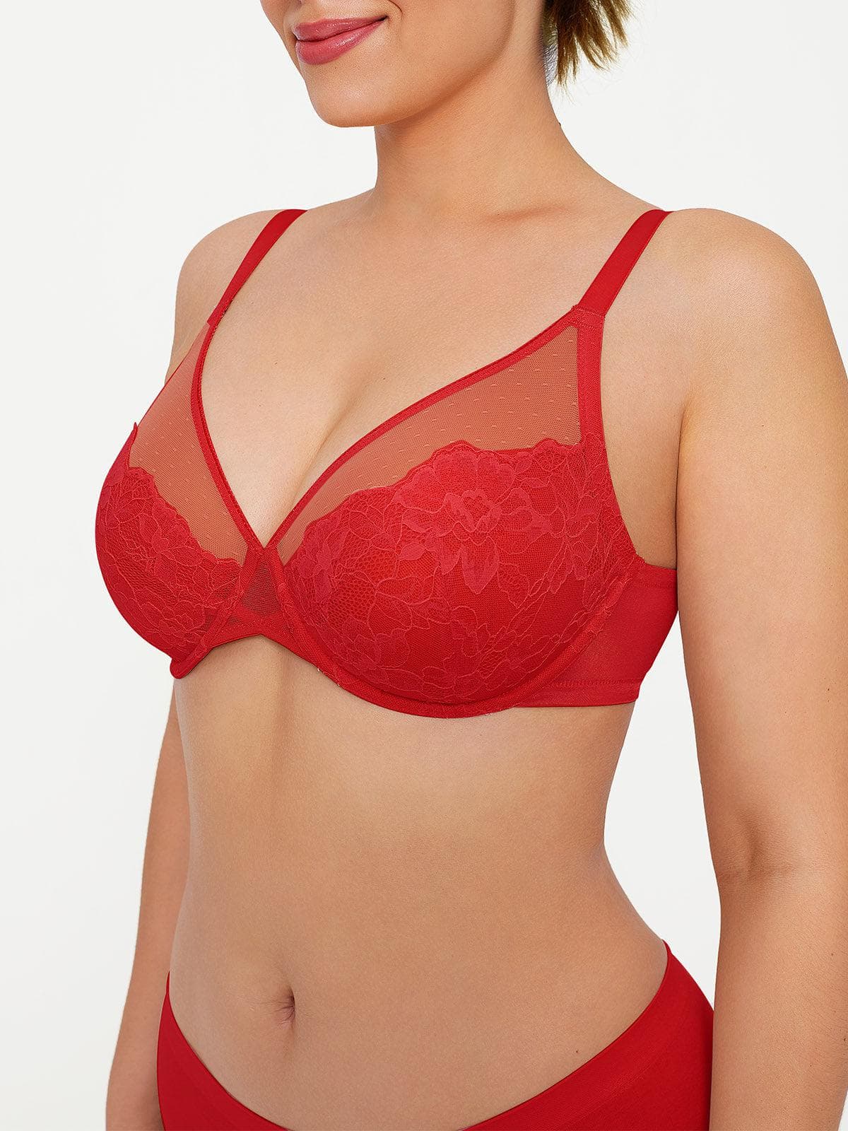 Lightweight Underwire Minimizer Lace Mesh Bra - Image 28