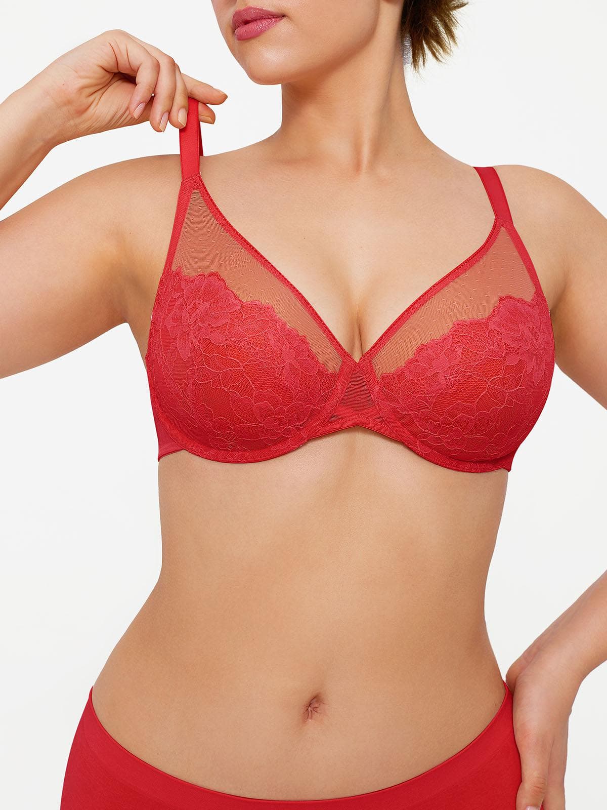 Lightweight Underwire Minimizer Lace Mesh Bra - Image 29