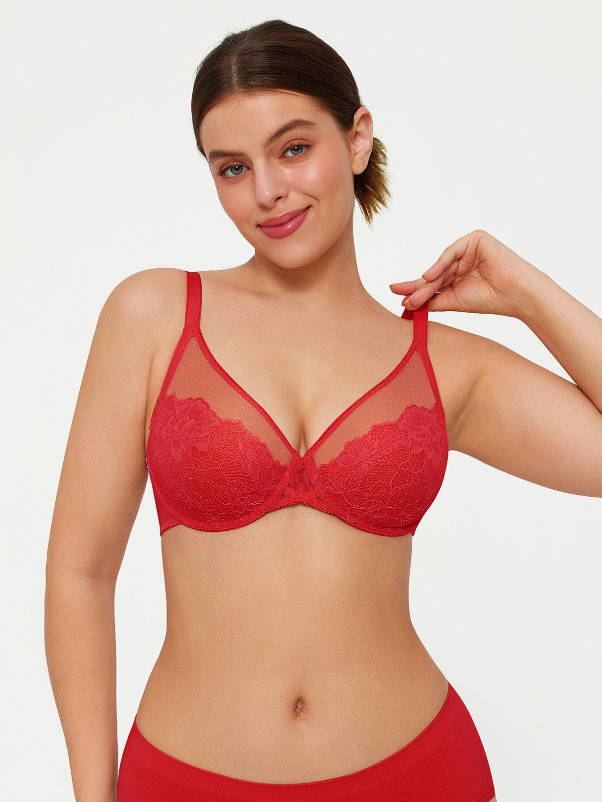 Lightweight Underwire Minimizer Lace Mesh Bra - Image 30