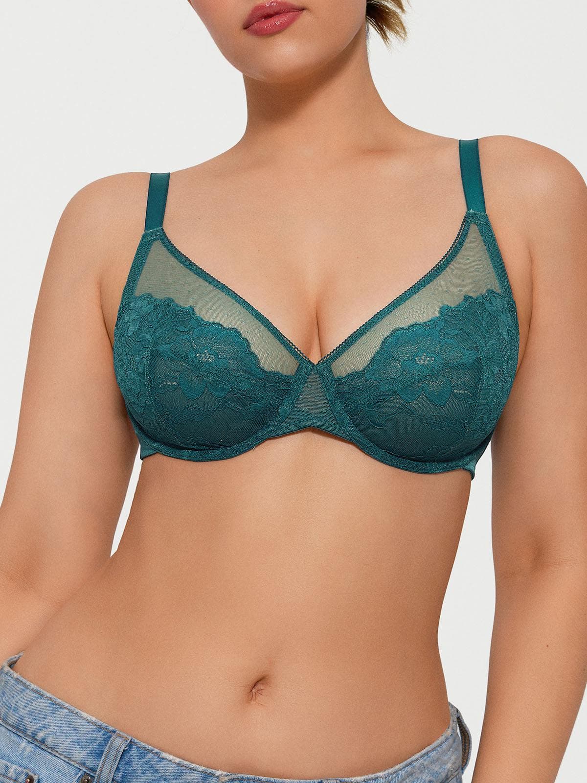 Lightweight Underwire Minimizer Lace Mesh Bra - Image 31
