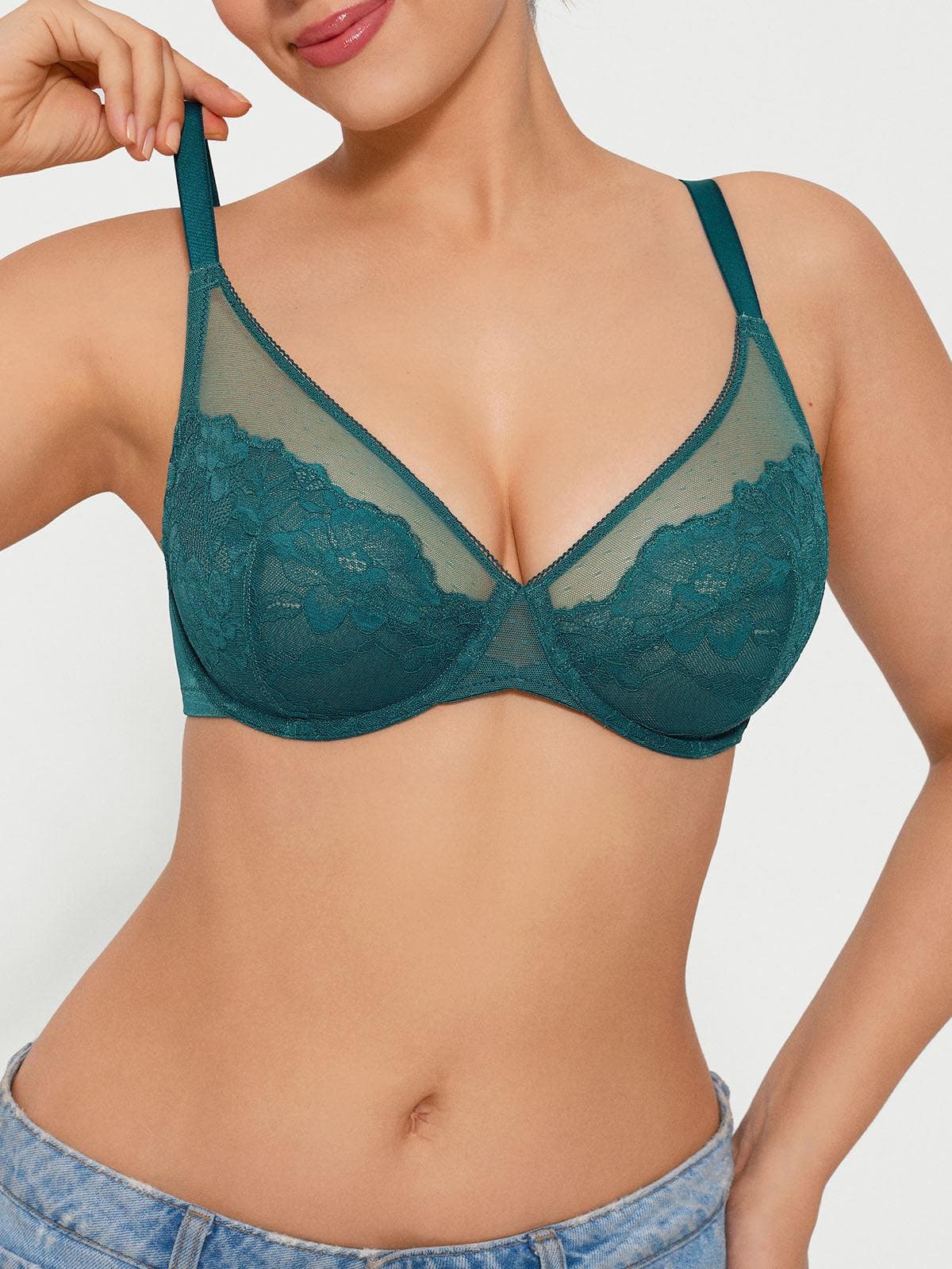 Lightweight Underwire Minimizer Lace Mesh Bra - Image 35