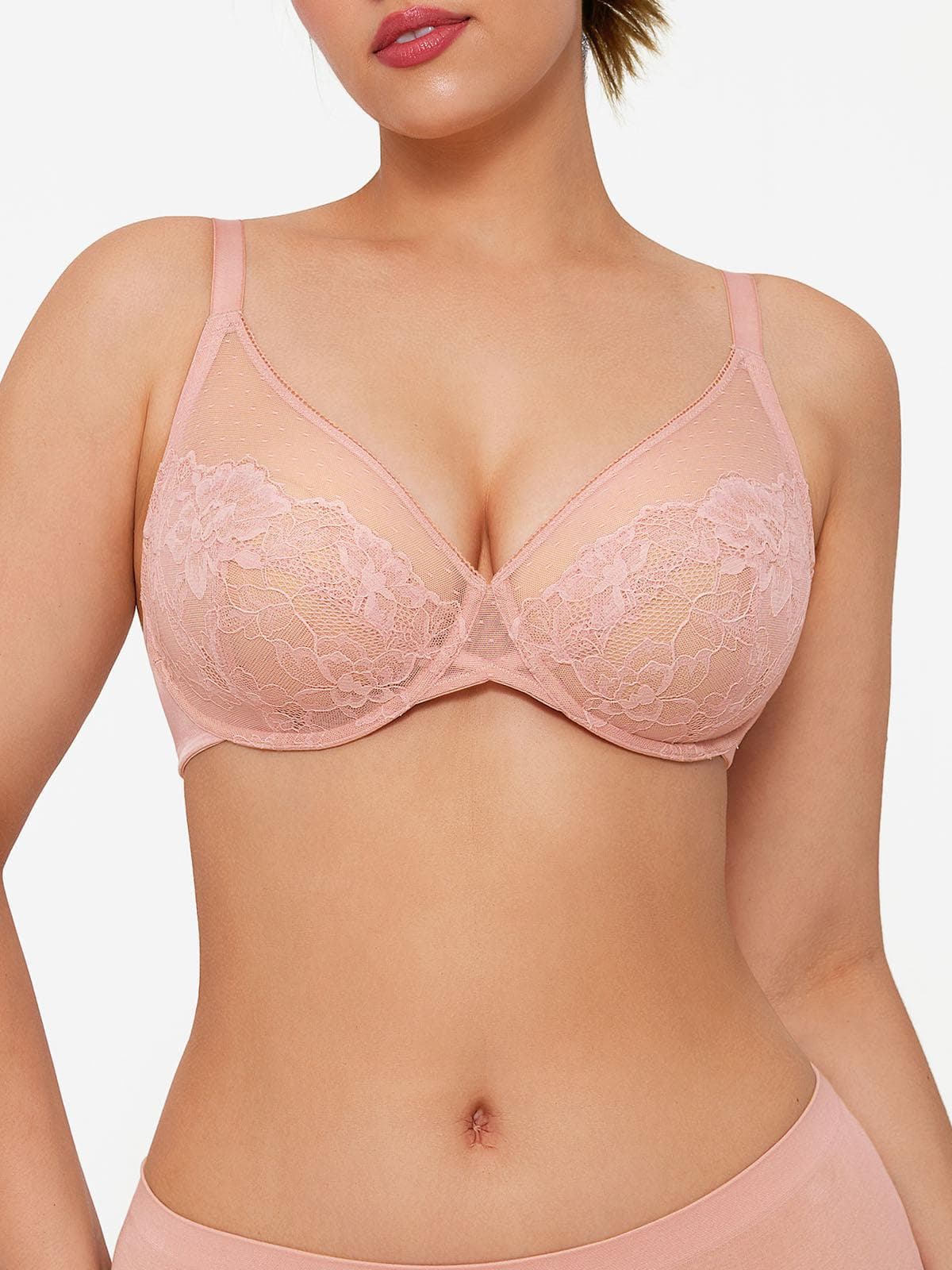 Lightweight Underwire Minimizer Lace Mesh Bra - Image 7