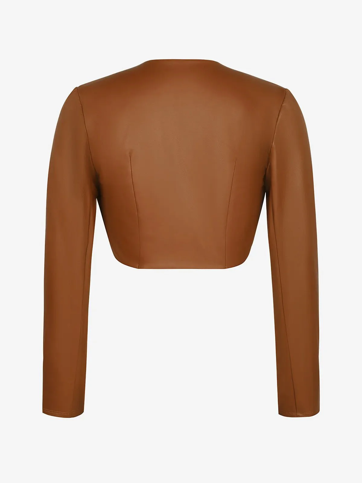 Long Sleeve Faux Leather Bolero Jacket - Image 15