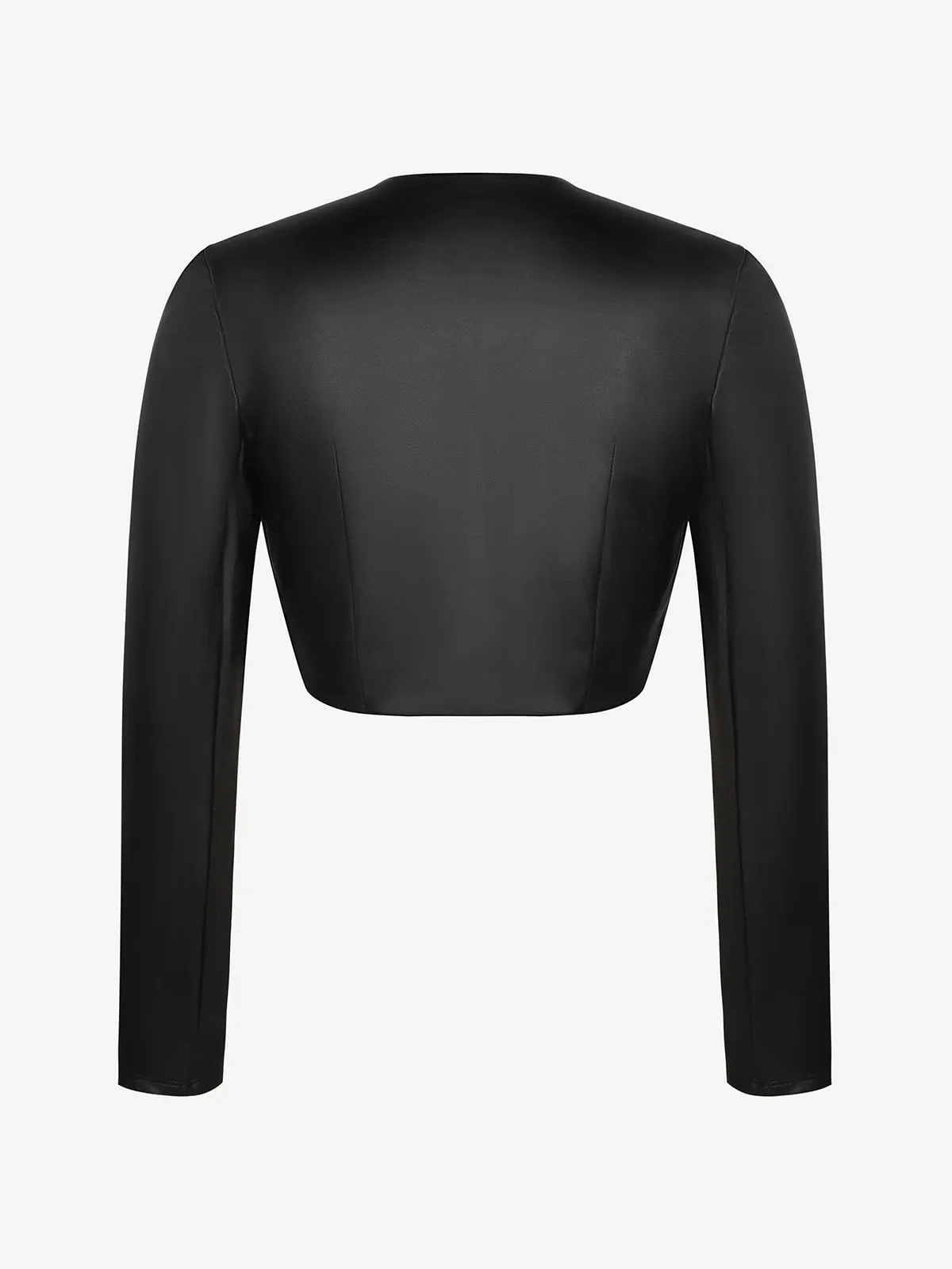 Long Sleeve Faux Leather Bolero Jacket - Image 7