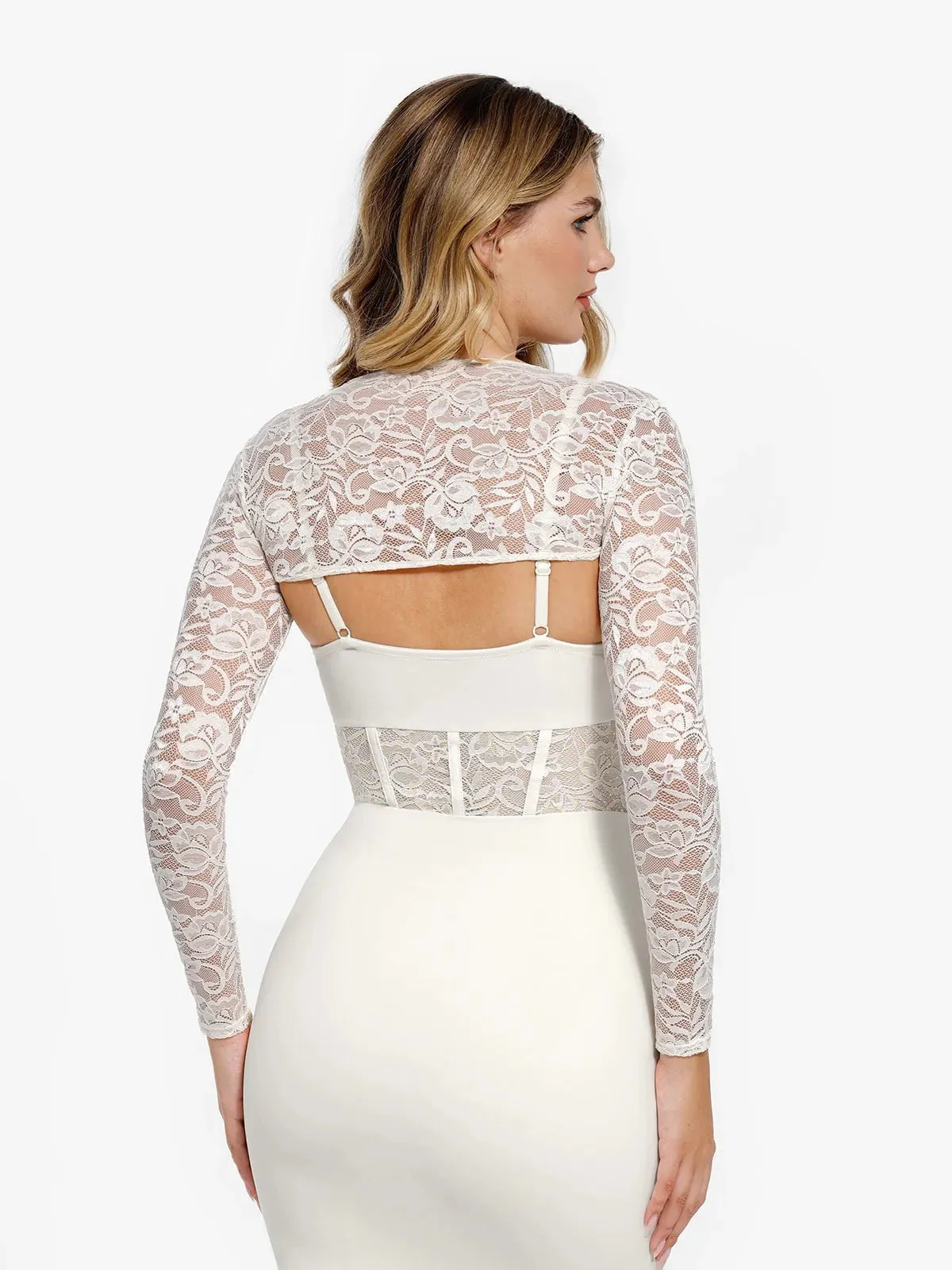 Long Sleeve Lace Shrug - Image 3