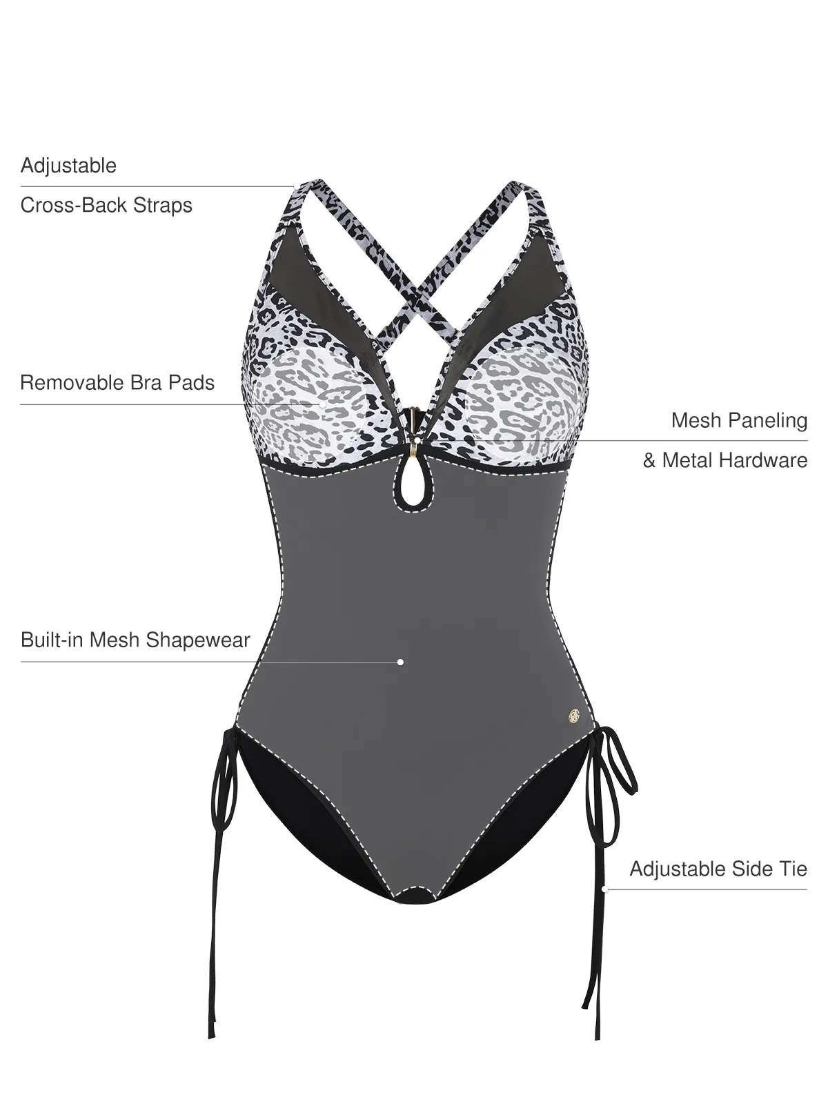 Mesh Inset Tie-Side Sculpting One-Piece Swimsuit - Image 4