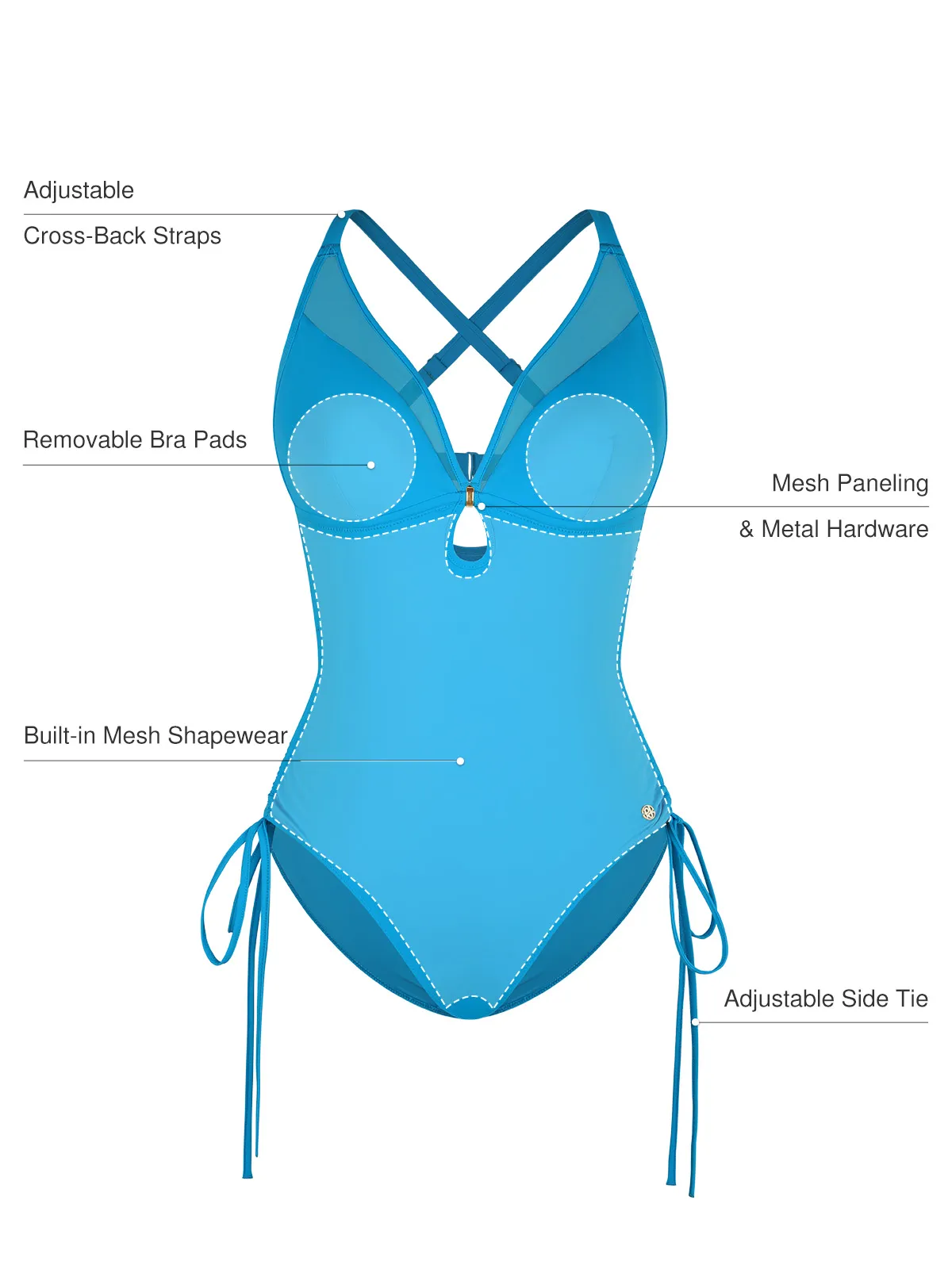 Mesh Inset Tie-Side Sculpting One-Piece Swimsuit - Image 78