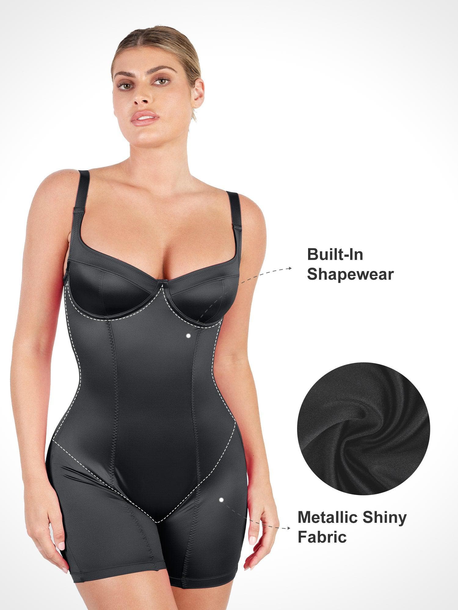Metallic Shiny Shapewear Romper Or Dress Or Jumpsuit - Image 26