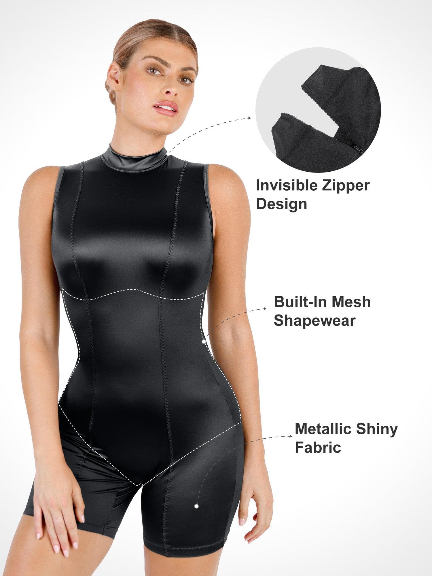 Metallic Shiny Shapewear Romper Or Jumpsuit - Image 10