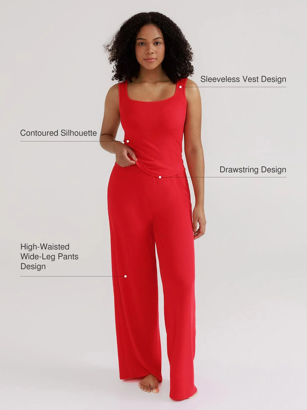 Modal Tank Top & Drawstring Pant Pajama Set - Image 2