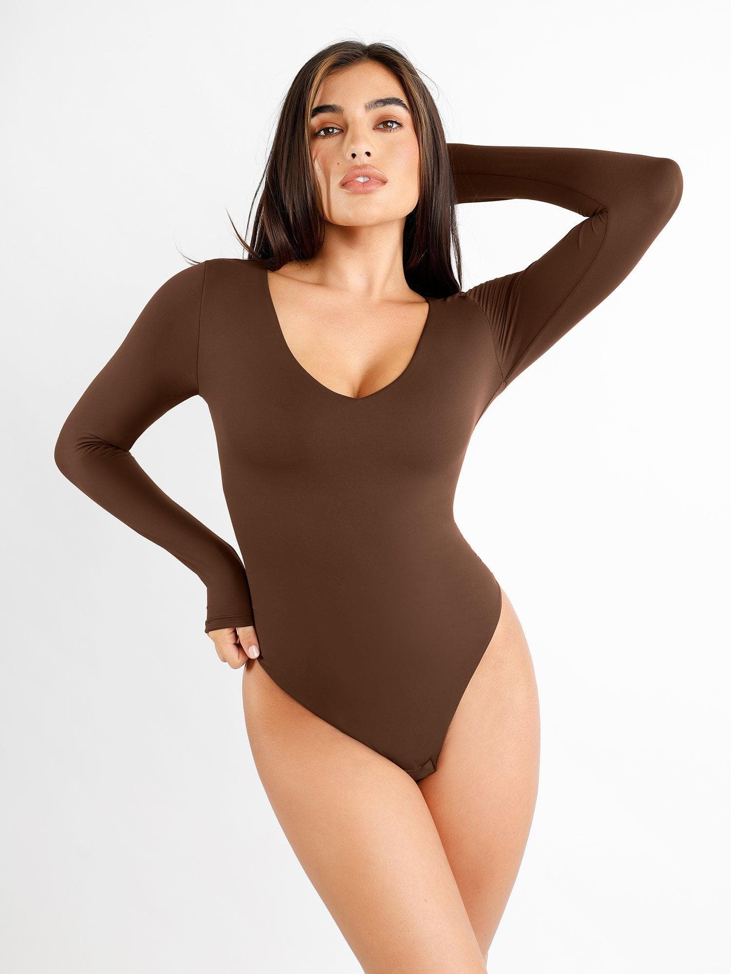 Shapewear CloudSense Long Sleeve V-Neck Sculpting Bodysuit - Image 8
