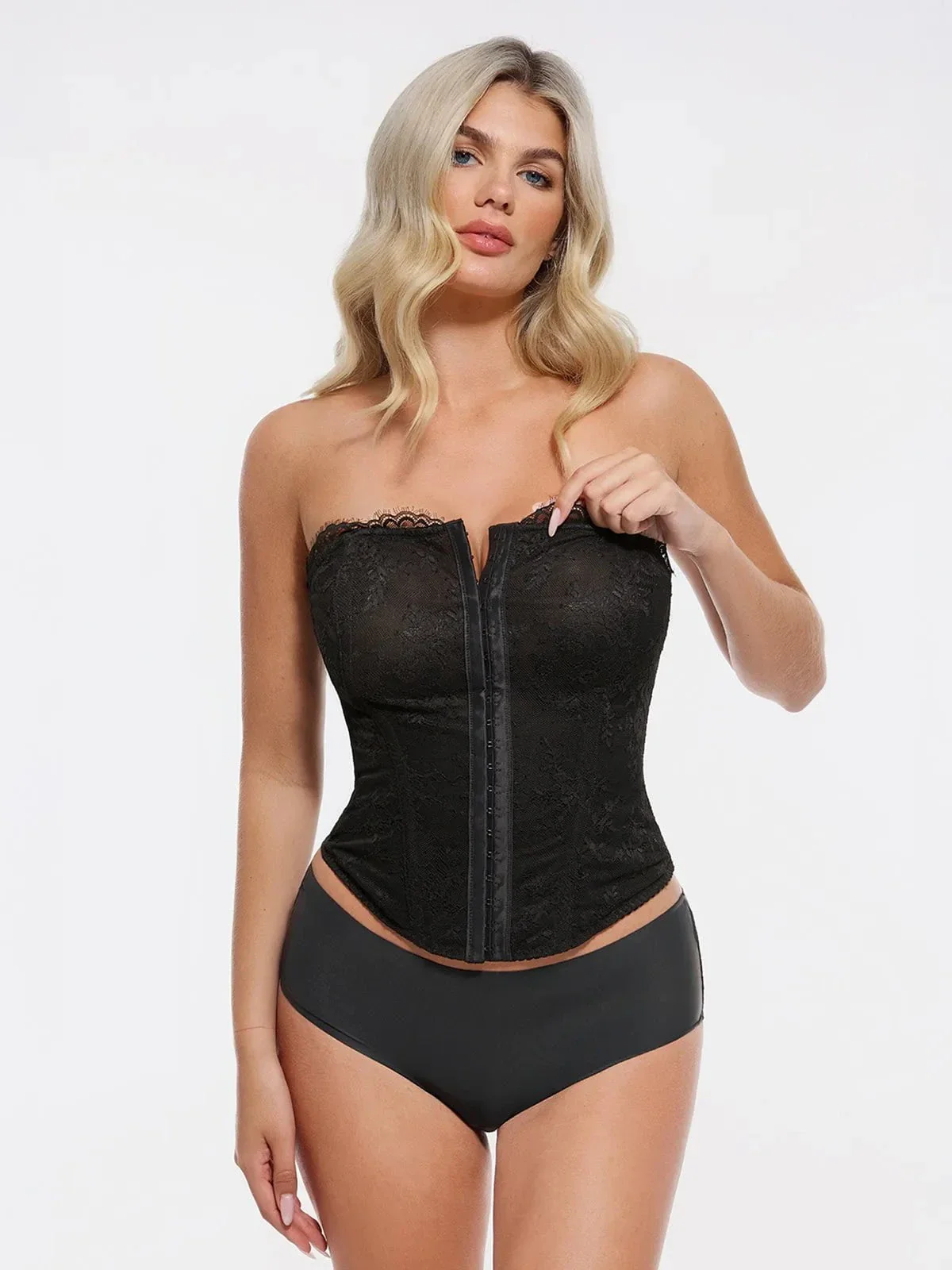 Shapewear Sculpting Leopard Mesh Detachable Strap Corset Top - Image 12