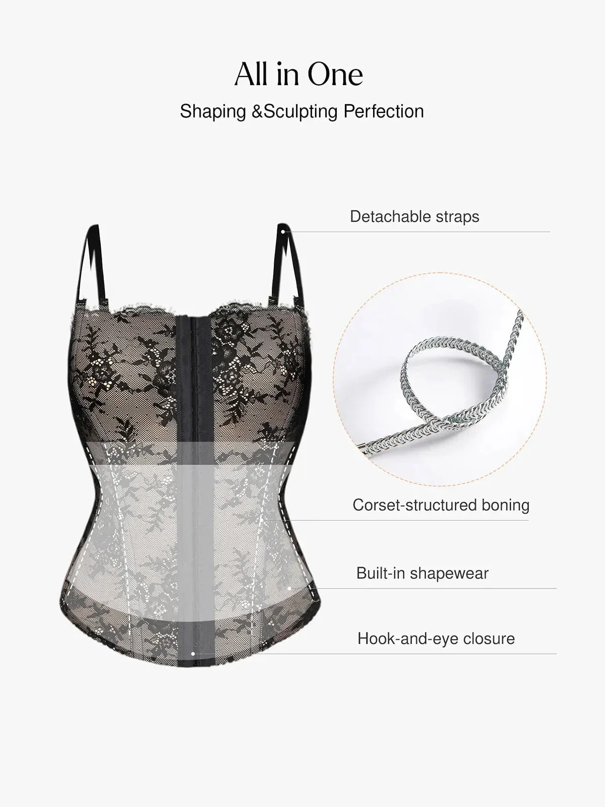 Shapewear Sculpting Leopard Mesh Detachable Strap Corset Top - Image 14