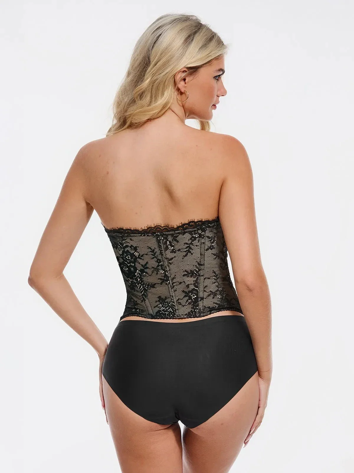 Shapewear Sculpting Leopard Mesh Detachable Strap Corset Top - Image 17