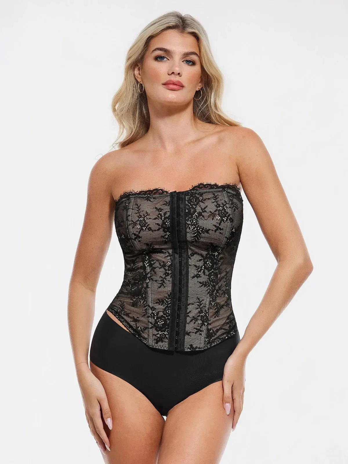 Shapewear Sculpting Leopard Mesh Detachable Strap Corset Top - Image 18
