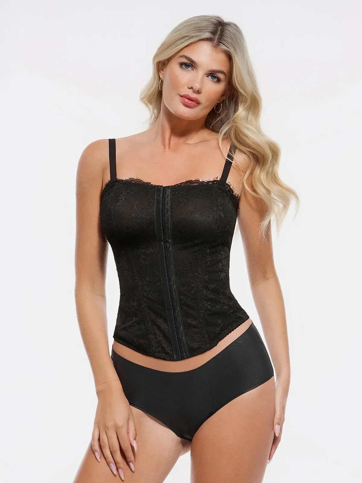 Shapewear Sculpting Leopard Mesh Detachable Strap Corset Top - Image 7