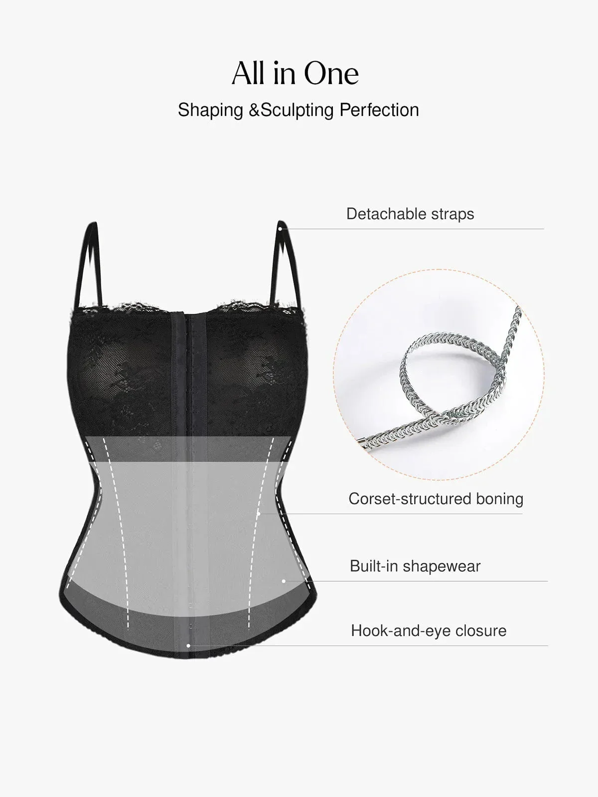 Shapewear Sculpting Leopard Mesh Detachable Strap Corset Top - Image 8