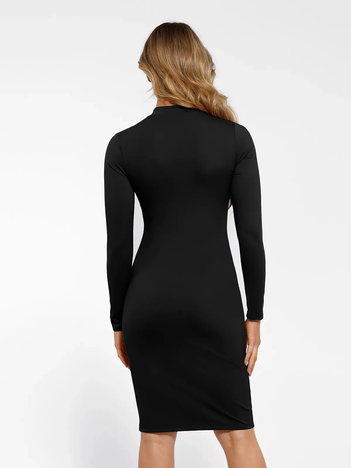 Redtag Thermal Shapewear Long Sleeve Mock Neck Midi Dress For Insiders - Image 26