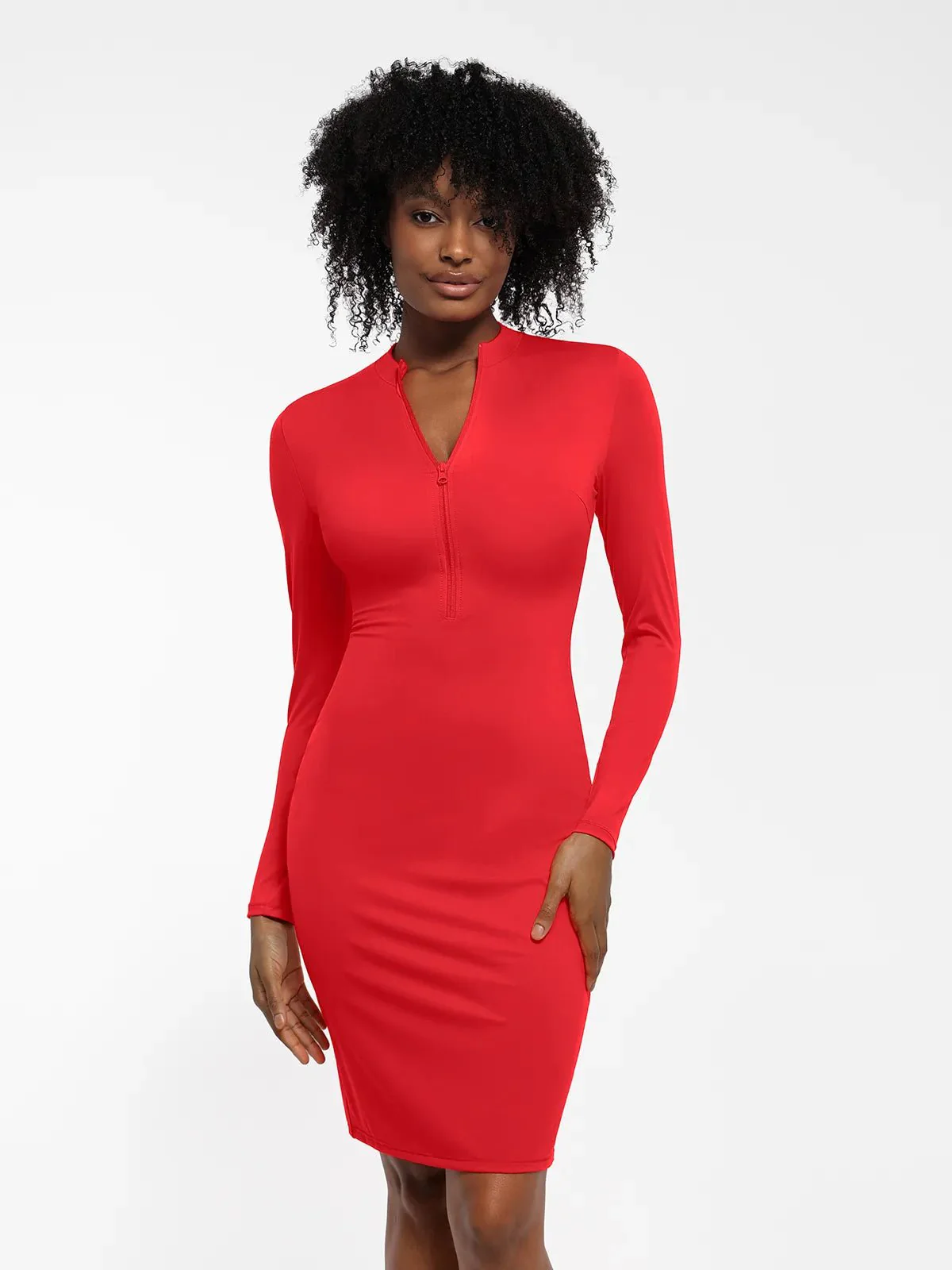 Redtag Thermal Shapewear Long Sleeve Mock Neck Midi Dress For Insiders - Image 7