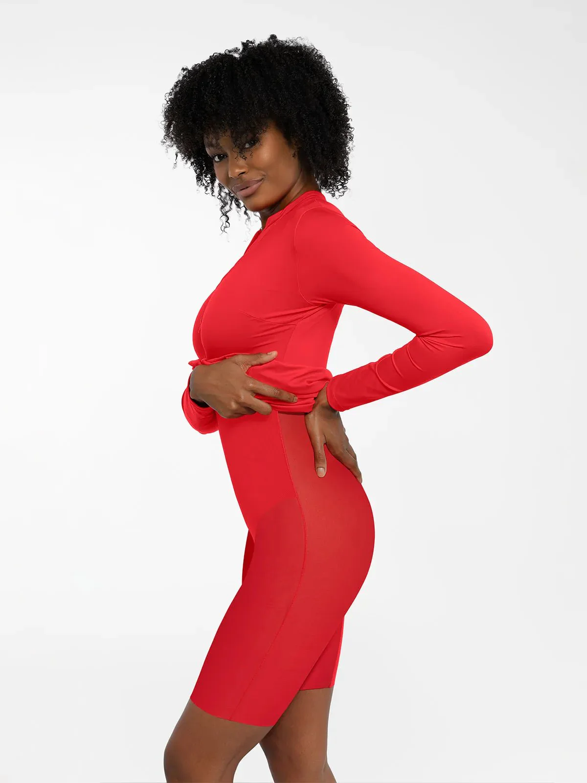 Redtag Thermal Shapewear Long Sleeve Mock Neck Midi Dress For Insiders - Image 9