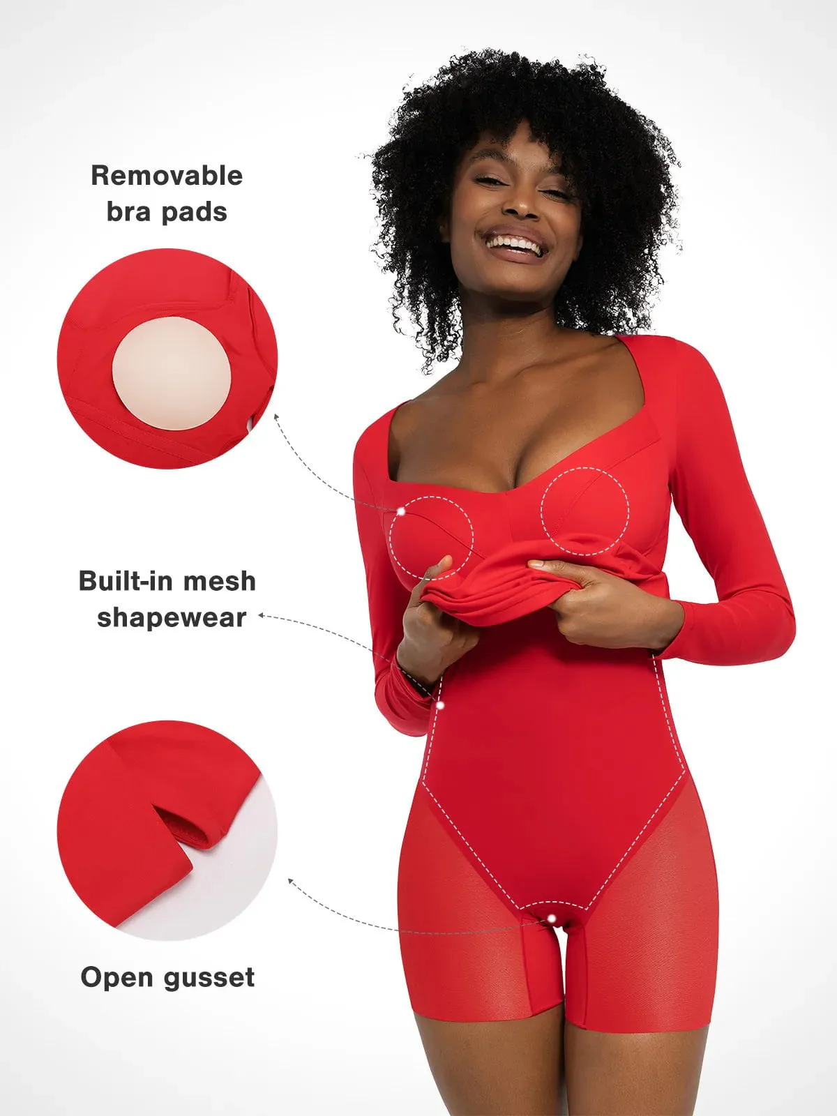 Redtag Thermal Shapewear Long Sleeve Sweetheart Mini Dress - Image 6