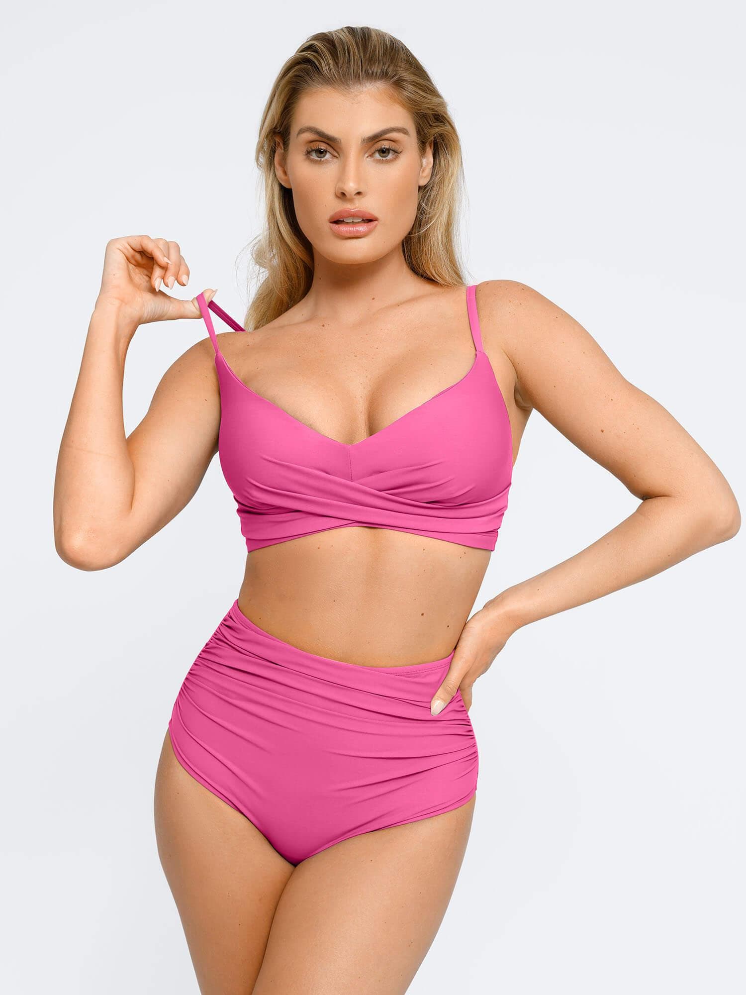 Shapewear Ruched Sculpting Bikini Top and Bottom Set - Image 24