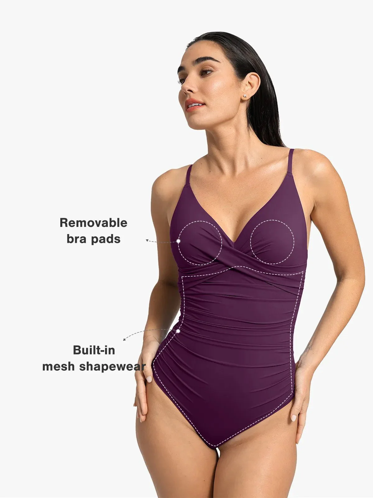 Shapewear Ruched Cross-Front Sculpting One-Piece Swimsuit - Image 10