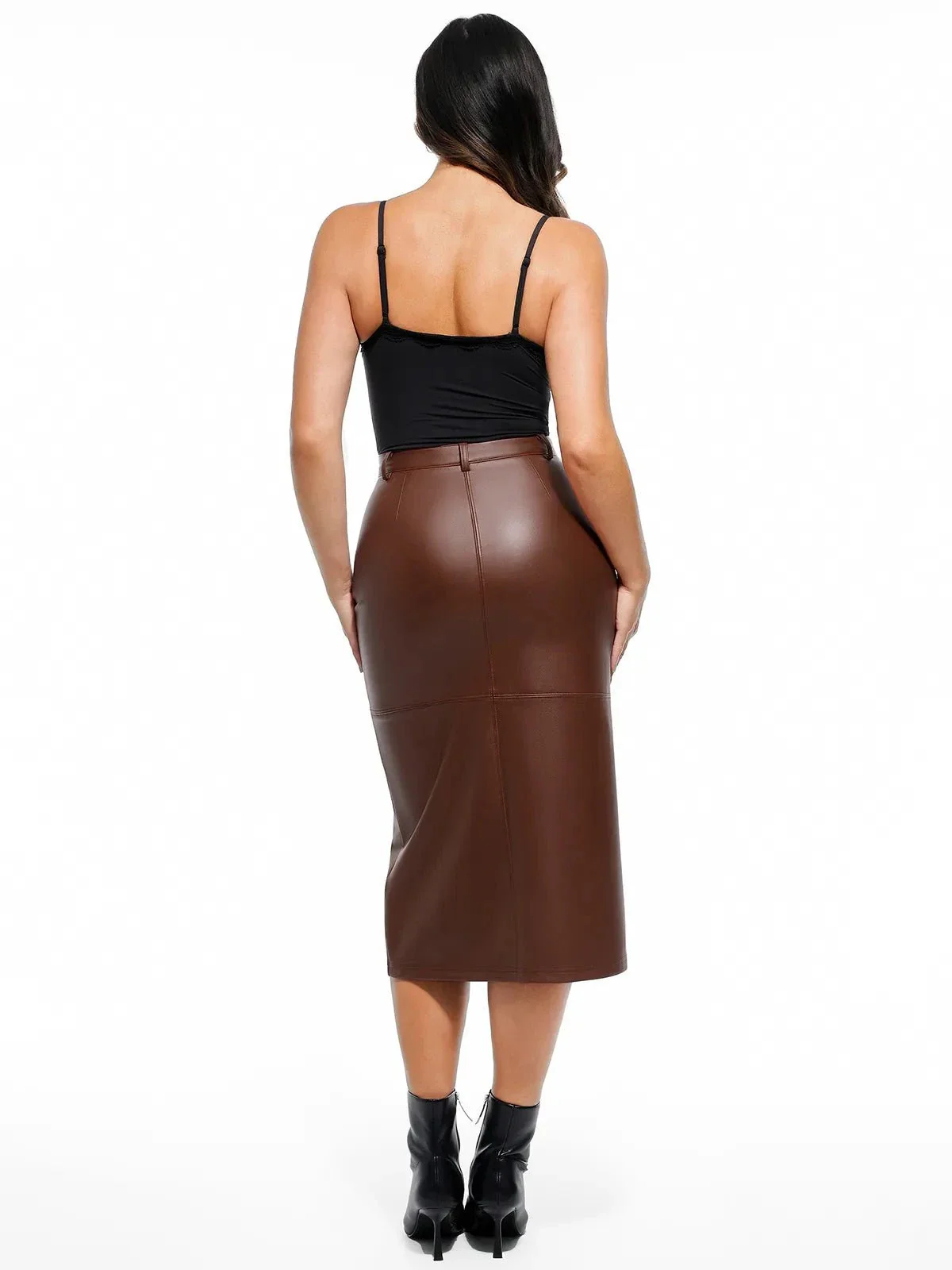 Sculpted Faux Leather Contour Skirt - Image 25