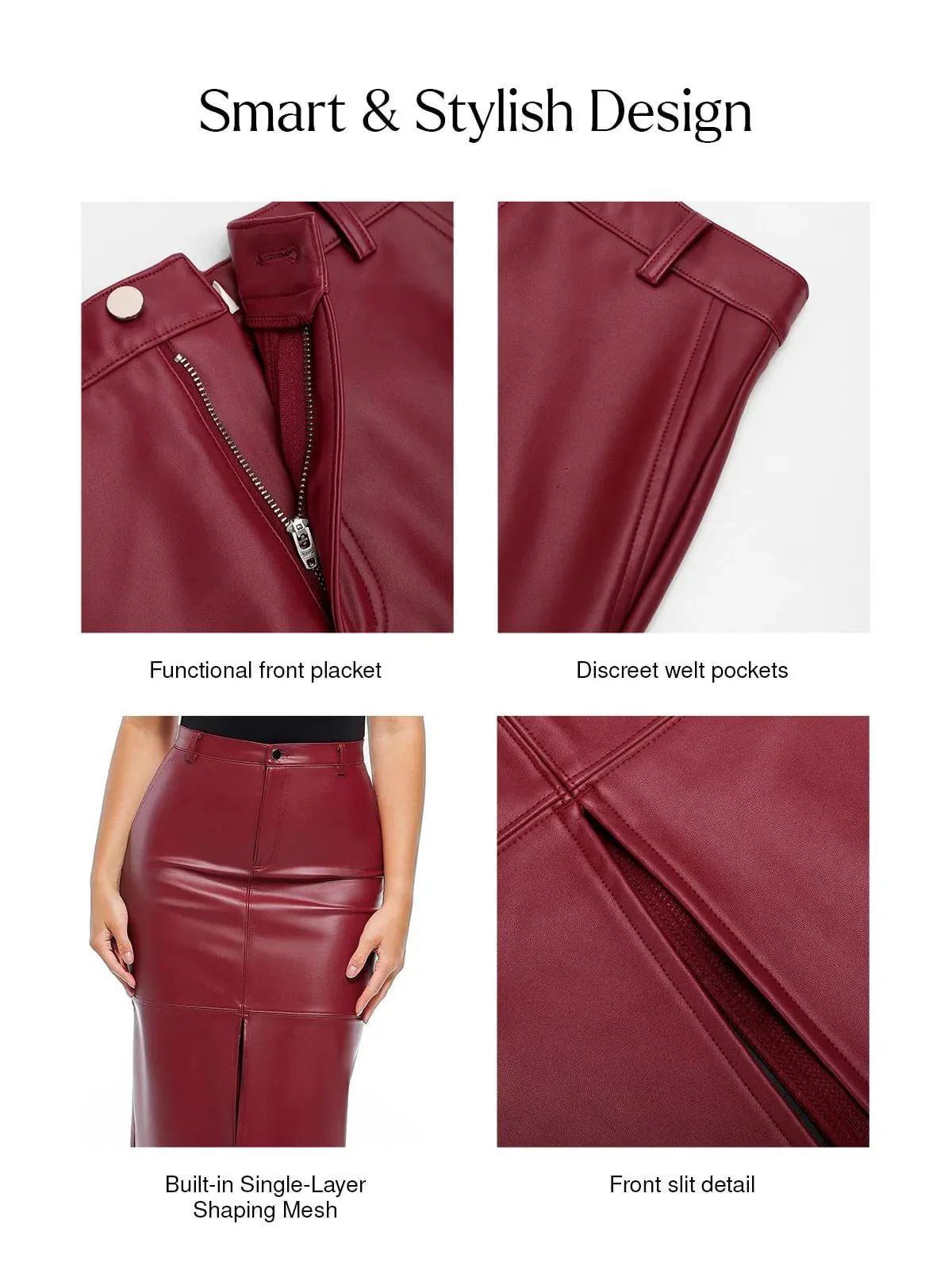 Sculpted Faux Leather Contour Skirt - Image 6