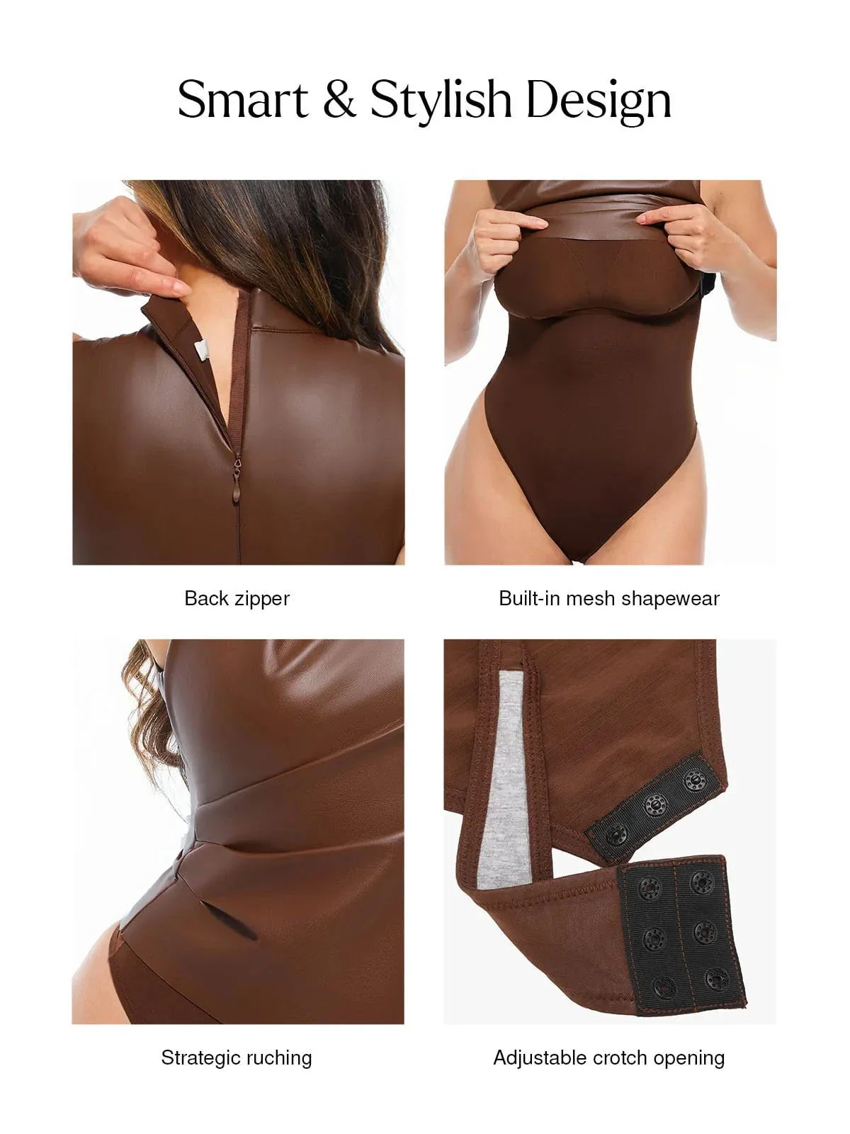 Sculpting 3-in-1 Faux Leather Bodysuit - Image 24